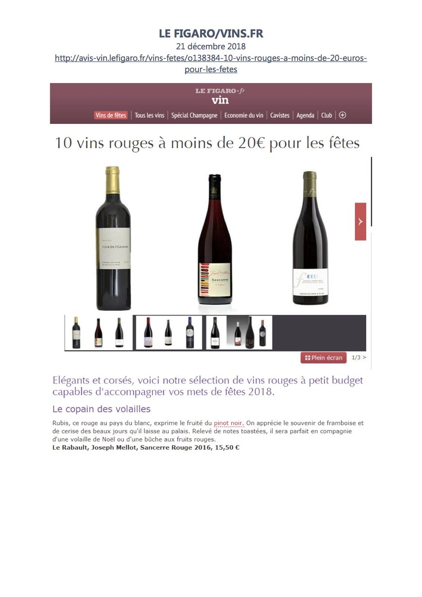 Sancerre rouge Le Rabault 2016, la finesse du Pinot Noir mêlée à la structure de nos sols argilo calcaires …
Un dessert aux fruits rouges en tête pour accompagner ses notes de mûres nuancées d’arômes de pain grillés ? 
#Sancerre <a href="/JosephMellot/">Joseph Mellot</a> #Silex @LeFigaroMagazine #RedWine