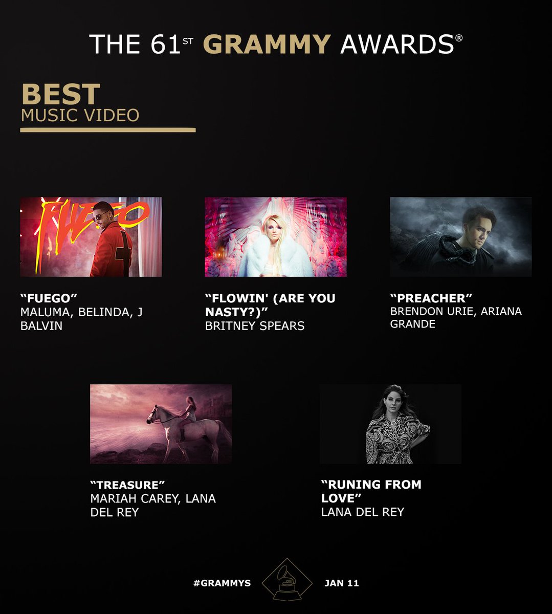 cal_chartnews's tweet photo. Best Music Video: @malumacal @britneyspearcal @calbrendonurie @CALMariah @cal_lanadelrey. #2018CALMMYs🏆🎶 https://t.co/BrvvJbsio6