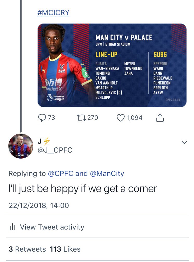 J__CPFC's tweet image. Not happy at all...