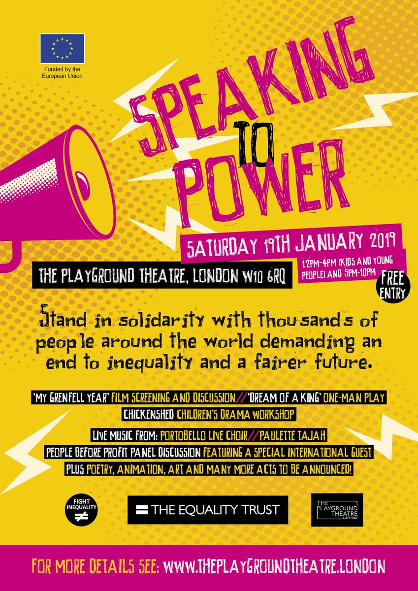 PlaygroundW10's tweet photo. #excited to #welcome the #EqualityTrust #ChickenShed #portobello #choir #DreamOfaKing to #ThePlaygroundTheatreW10 on 19 Jan 2019 for #SpeakingToPower https://t.co/JwEpKHHJs2 #Children &amp; Adults #DontMiss #allday #events #poetry #performers #Theatre #music https://t.co/ZkWaWY3du9