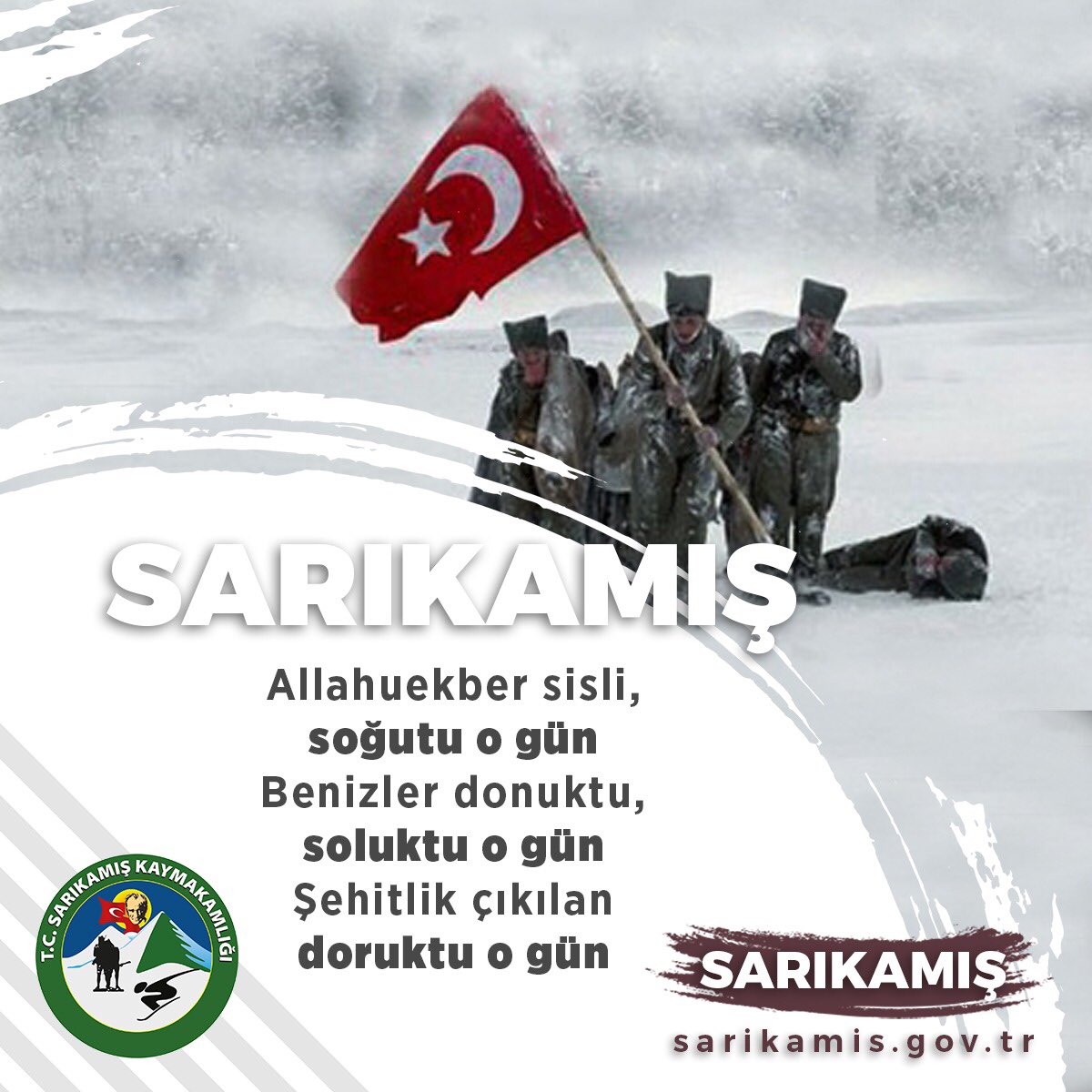 Sarıkamış Harekâtı'nın 104'üncü yıl dönümünde, Allahuekber Dağları'nda  şehit olan kahraman ecdadımızı rahmetle ve minnetle anıyorum.
#22AralıkŞehadetYolu