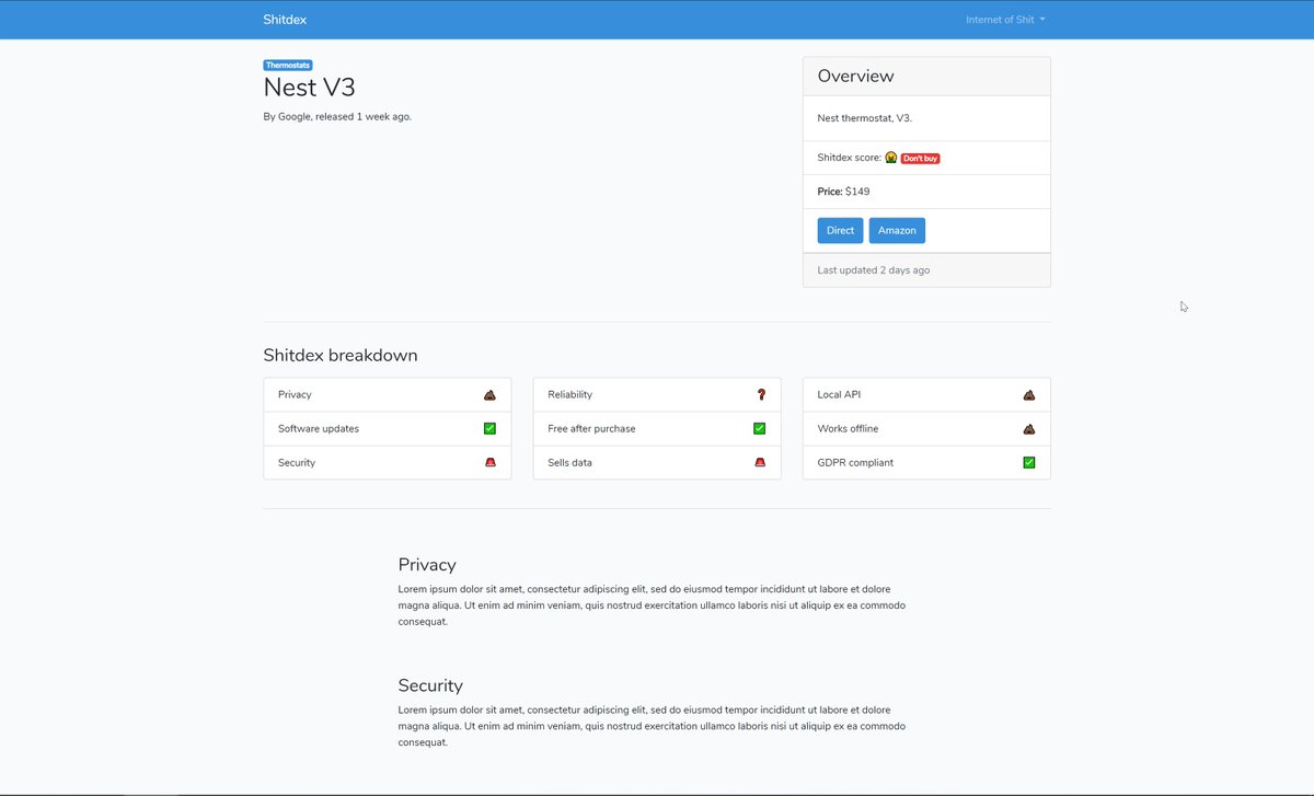 internetofshit's tweet image. Soon we&apos;ll have a better way to figure out whether a smart device is worth buying... just started filling in the database 👀