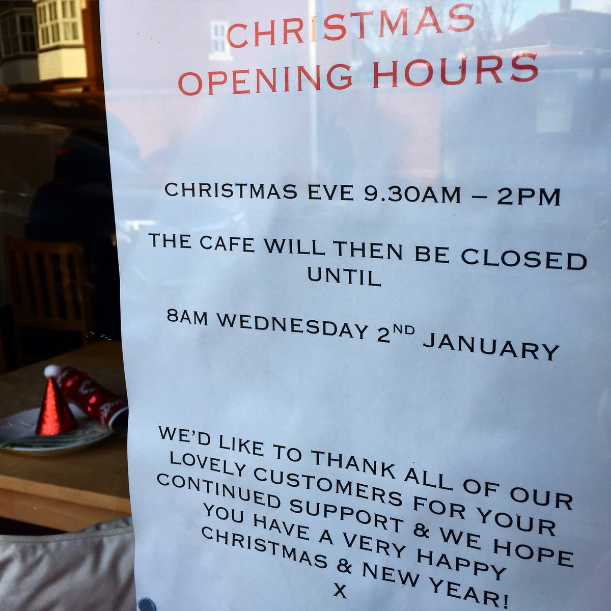 🎄🤶🏼 Our Christmas Opening Hours 🎅🏻❄️ Merry Christmas everyone! X