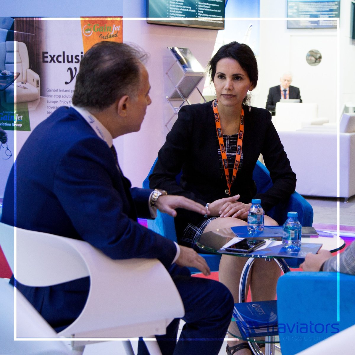 traviators's tweet photo. Mr. Munir Khalifa Chairman of #OGTS #online_global_trip_support #traviators #Fusion #mixjet12 #mixjet meeting Ms Barbara Cardella #barradellabarca COO of Nautilus Aviation #nautilusaviation during #MEBAA2018 #MEBAAShow2018 #MEBAA in #dubai #uae https://t.co/7Z6ic7u0Ve