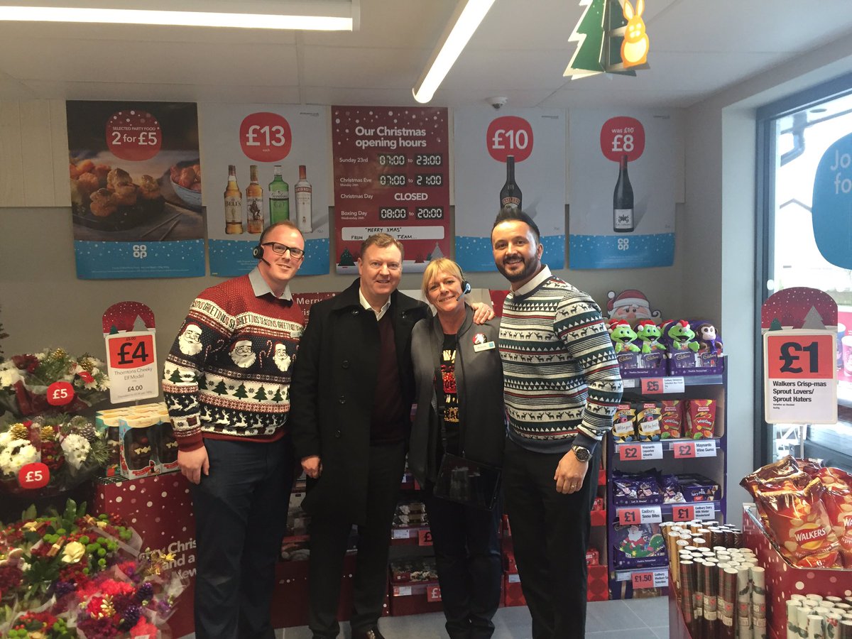 KateGraham03's tweet photo. Fab day in stores with @furnivalderek &amp; @mazieblake12345 absolutely loving the range this year &amp; the store teams are buzzing &amp; proud! Great opportunity to say thank you for the hard work &amp; commitment this year.. Well done all &amp; thank you again. #frontlineheros #beingcoop💙 https://t.co/xFTzr3LcEw