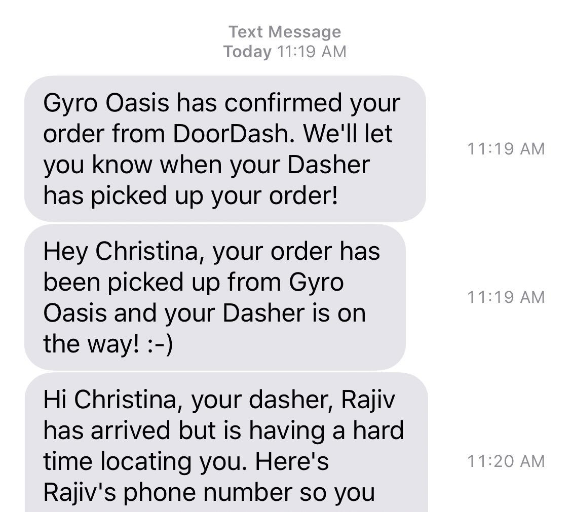 ChristinaHilary's tweet photo. When you submit a @DoorDash order and ONE MINUTE later you’re told received, it’s ready, they are at your place and can’t find you. 🤔Restaurant calls me and says my food has been sitting there for 45 min. Got refunded but not okay with wasted food. #fail #DriverFraud https://t.co/1vaD4zV6oV