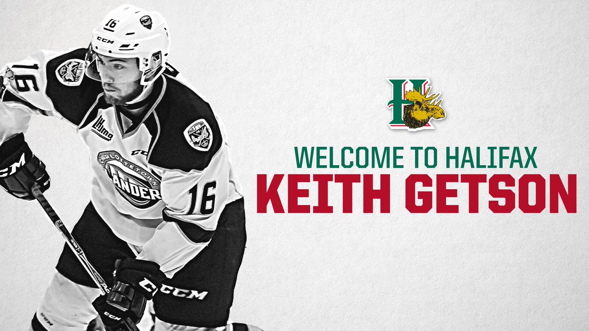 HFXMooseheads's tweet photo. We have acquired forward Keith Getson from Charlottetown in exchange for Jordan Maher, 3rd round pick 2019 and 2nd round pick 2020. #GoMooseGo https://t.co/pWgIHRacWO