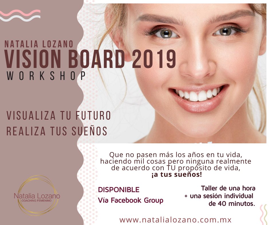 LozanoCoach's tweet photo. #VisionBoard2019 
Al inscribirte recibirás entrada al Taller, vía Facebook group y ¡Adicionalmente tendrás una sesión individual y privada, de 40 minutos! 
Te espero,
¡El cielo es el límite!
– Natalia Lozano –
https://t.co/x8v1lWULEb https://t.co/DDWM8trA5c