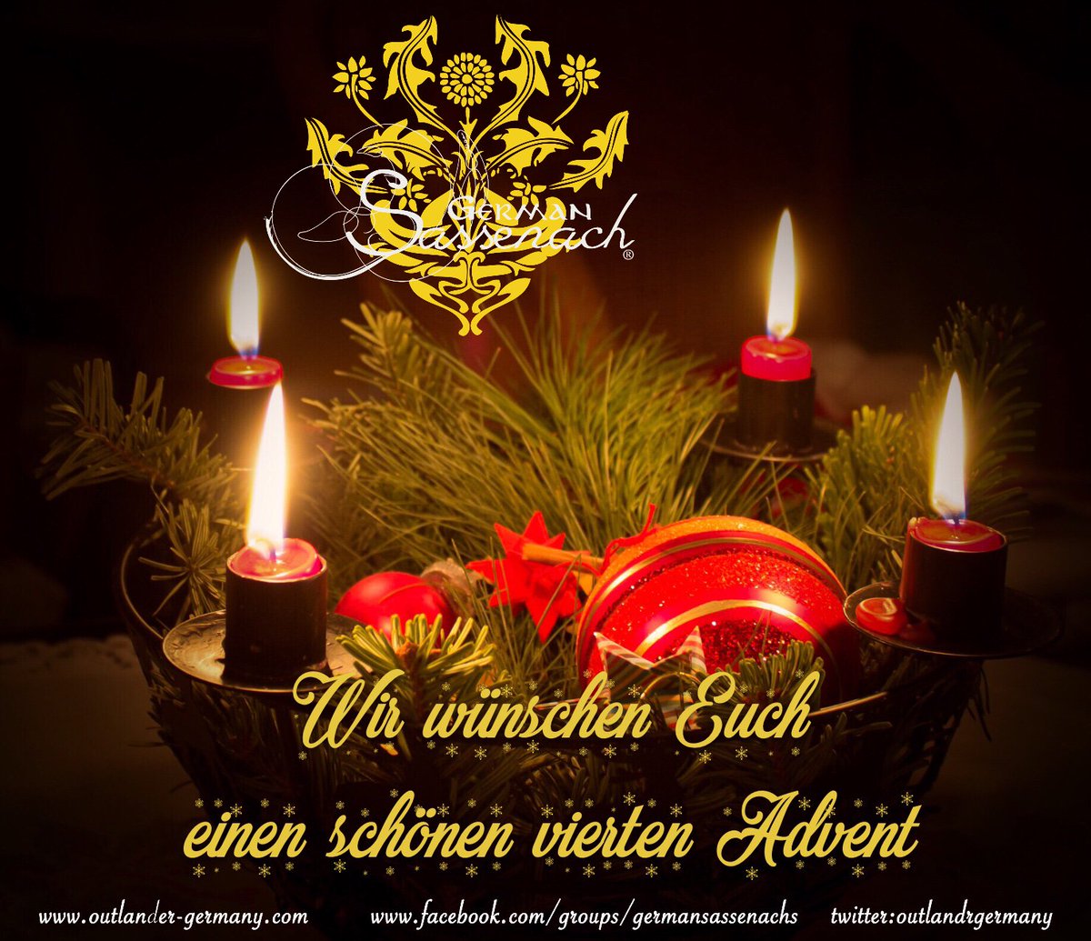 OutlandrGermany's tweet photo. Wir wünschen Euch allen einen schönen schönen Advent 4. 🕯🕯🕯🕯✨
#outlander #outlanderadvent #Advent https://t.co/My9EX0ZfkX
