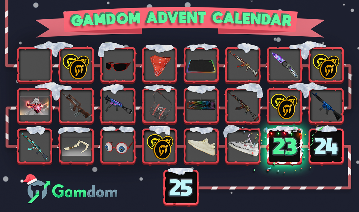 gamdom's tweet photo. 🎄 Gamdom Advent Calendar - DAY 23 🎄

🗓️ Each day, a new tweet is posted. After 24 hours, random retweets are chosen and awarded with the secret prize hidden behind each window.

🎁 DAY 23 PRIZE 🎁

To enter:
✅ RETWEET
✅ FOLLOW US

Winner &amp; prize announced in 24 hours! 🎁🎅🎄 https://t.co/BHA9nh0Z0G