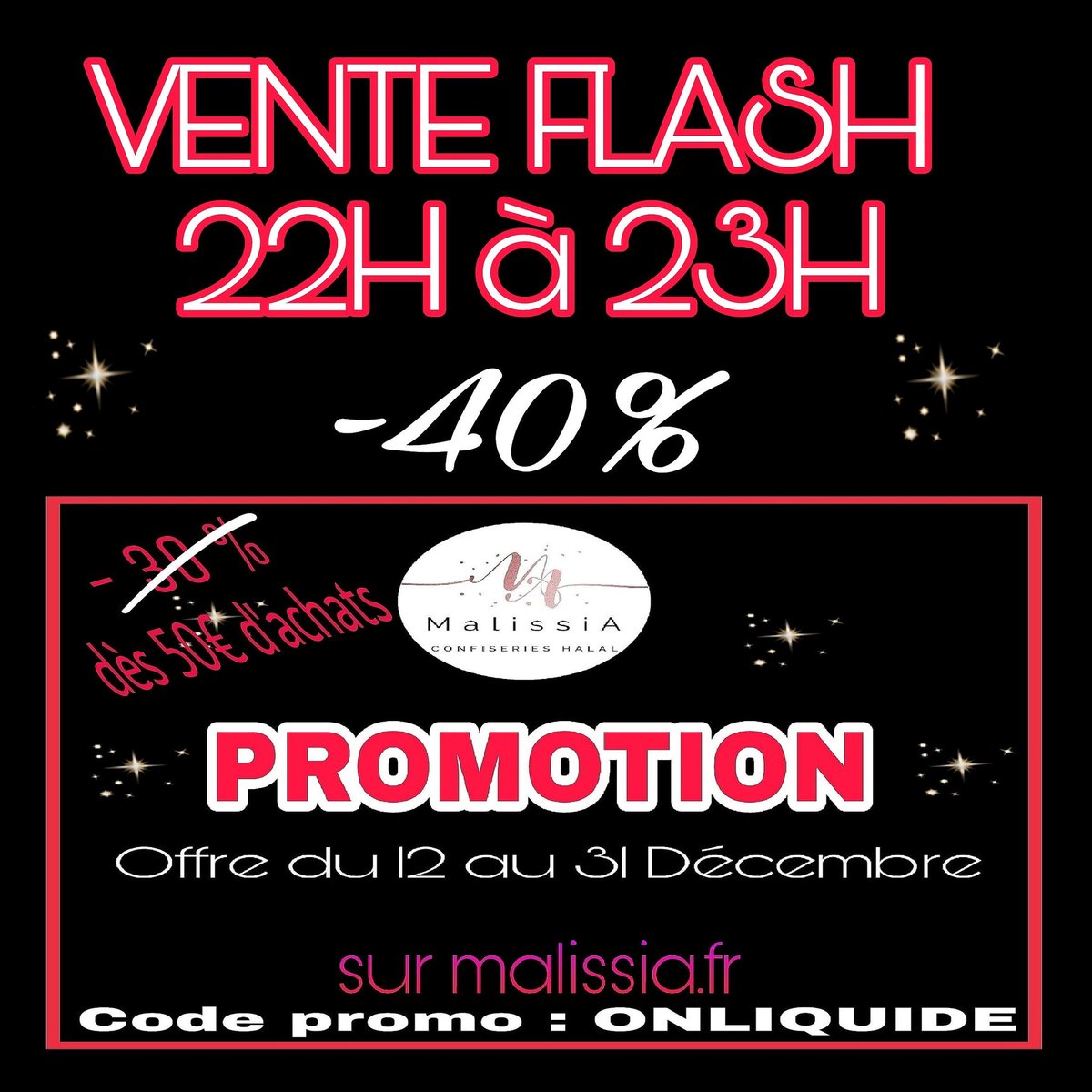 1001douceurs's tweet photo. 🔊 VENTE FLASH 

-40% dès 50€ d'achats sur tout le site de 22h à 23h.

CODE PROMO : ONLIQUIDE 

https://t.co/YzyABNkst7
https://t.co/QNMTvinYUP

#promotion #confiserieshalal  
#malissia #onliquide https://t.co/9kOVswgG64