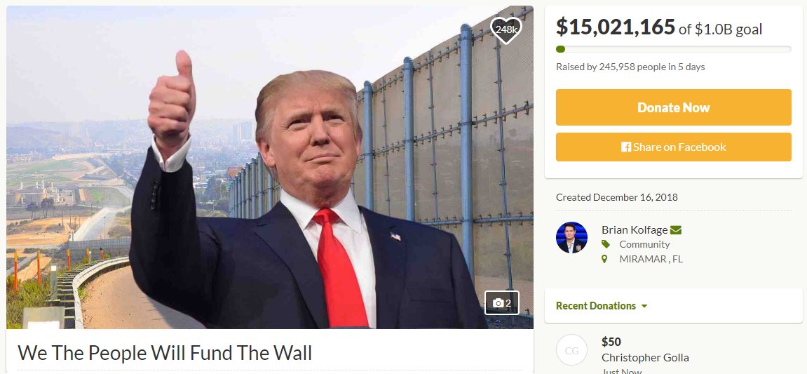 We The People Will Fund The Wall surpasses $15 million