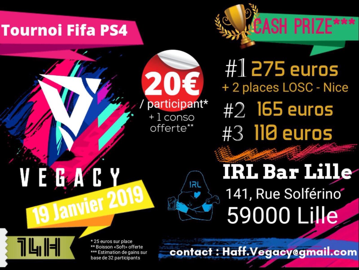 TeamVegacy's tweet photo. Bonsoir.
Toujours d’actualité ⚽️⚽️
Il nous reste pas mal de place n’hésitez pas à réserver votre place.
Le 19 janvier à Lille.
#Fifa19 #LanFifa https://t.co/FqWoZOya7F