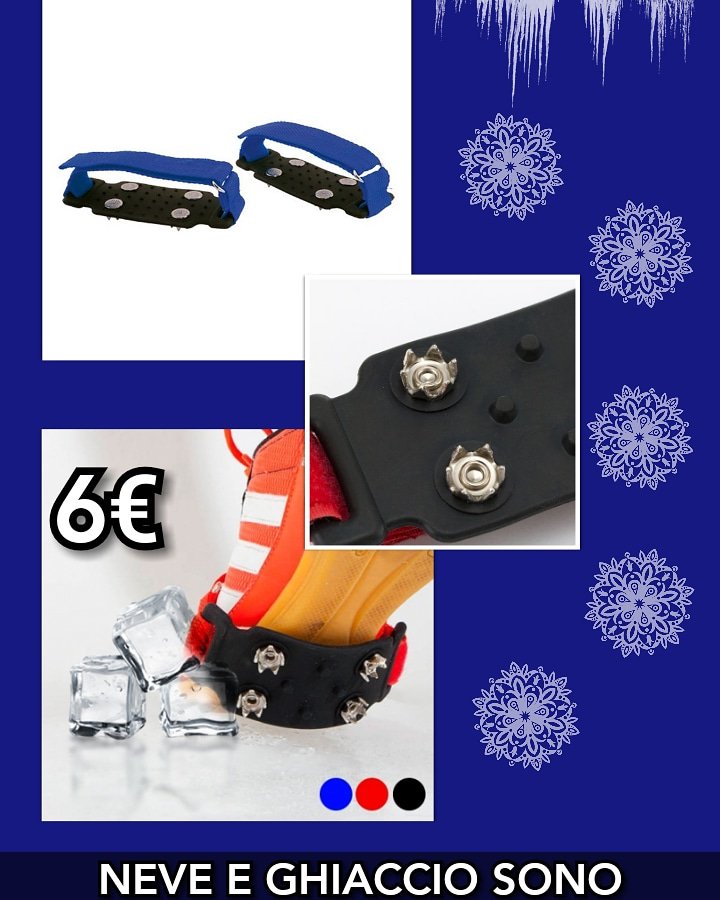 Questo prodotto è a dir poco favoloso 😍
Se anche tu come me non sei pratica ne di neve ne di ghiaccio 😅 applicando questo aggeggio alle tue scarpe potrai uscire e camminare sulla neve come un'eschimese senza paura di romperti una gamba 🤣
Semplicemente...💣💣💣💣  G E N I A L E
