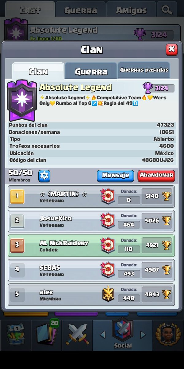 Únete a esta familia
CLAN Y EQUIPO COMPETITIVO
Requisitos:
💥4300 trofeos 
💥Posicionamiento
💥Manejo de elixir
💥Variedad de mazo y experiencia 
💥La líder es streamer.hace torneos cada fin de SEMANA
💥casteo los partidos el equipo
#cr
#ClashRoyale
@DarkfightGT_