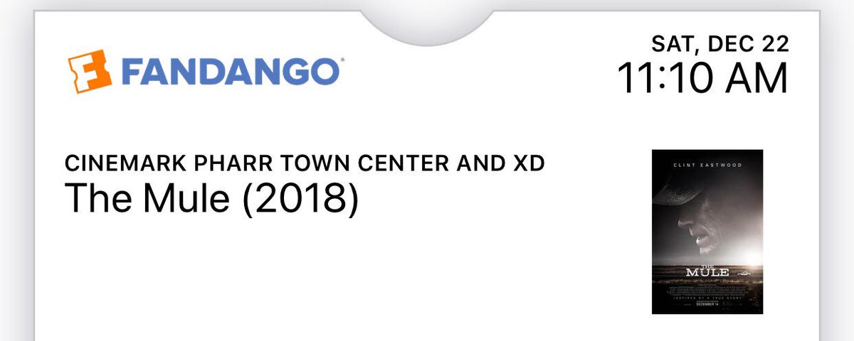 Checked out The Mule this morning.  @TheMuleFilm @BronStudios @realmichaelpena @taissafarmiga @Nachoserricchio @ccollinsjr @cinemark @fandango #cinemark #fandango #movie #film #themule #pharr #texas #valleyite