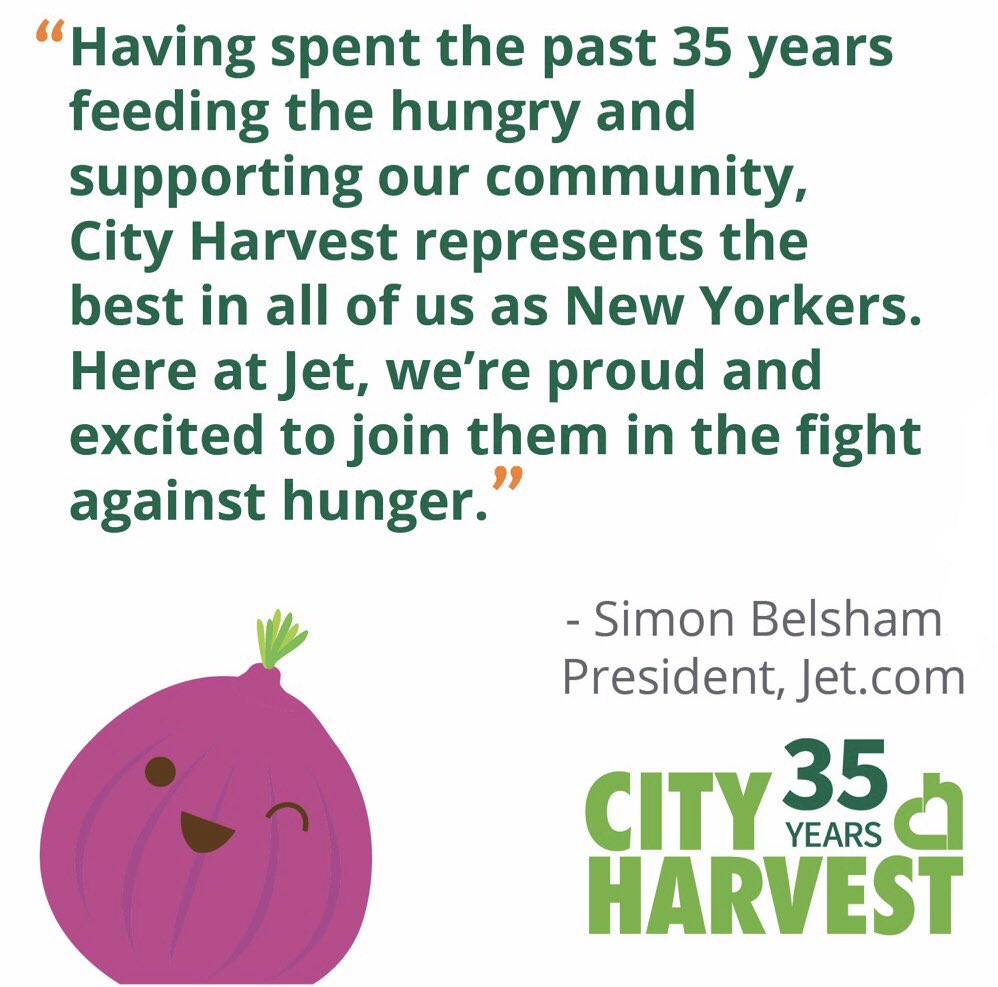 Feeding our NYC neighbors takes all of us working together. Thank you, @Jet, for joining us! #WeAreCityHarvest