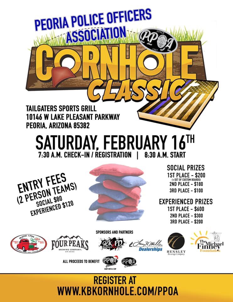 AzPPOAOfficial's tweet photo. Join us for our Cornhole Classic event February 16th at Tailgaters Sports Grill! https://t.co/Z53pWRC5hi
