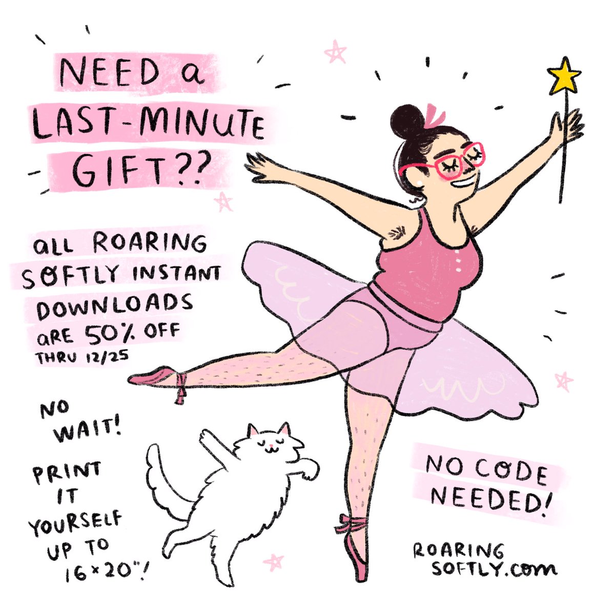 Need a last minute gift?  70+ illustrations of mine are available as instant downloads to print yourself AND they're all 50% off thru Christmas!  No code needed ✨
https://t.co/c1ygf9giwt 
