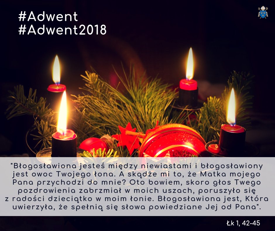 ArchKrakowska's tweet photo. Dzisiaj przypada czwarta i zarazem ostatnia niedziela tegorocznego Adwentu. Trwajmy w oczekiwaniu na przyjście naszego Pana i czuwajmy wraz z Maryją, Która w tym szczególnym czasie uczy nas wiary oraz ufności, a także otwartości na Boży plan.
#Adwent #Adwent2018
@EpiskopatNews https://t.co/jUZoJgnYWQ