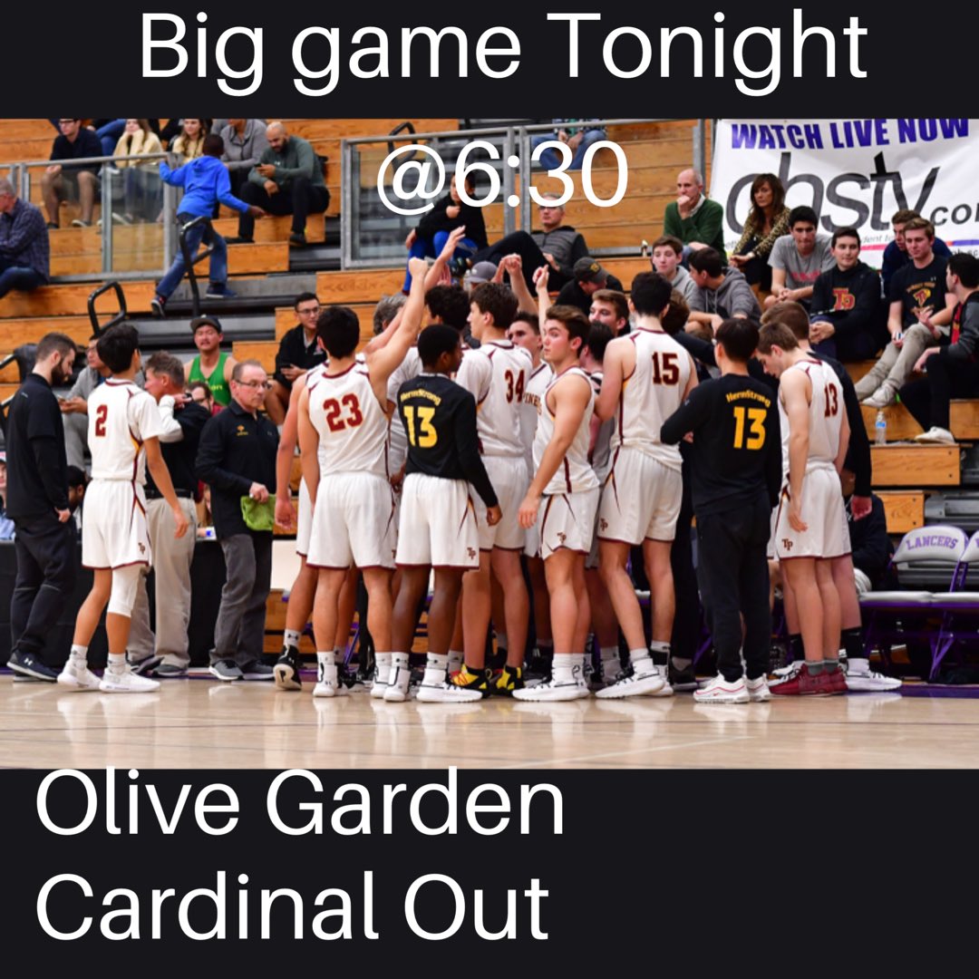 BIG GAME TONIGHT! Cardinal out and we need everyone out there!      Tp vs Foothill Christian! Let’s start the Holiday Classic out right. #bringthechaos