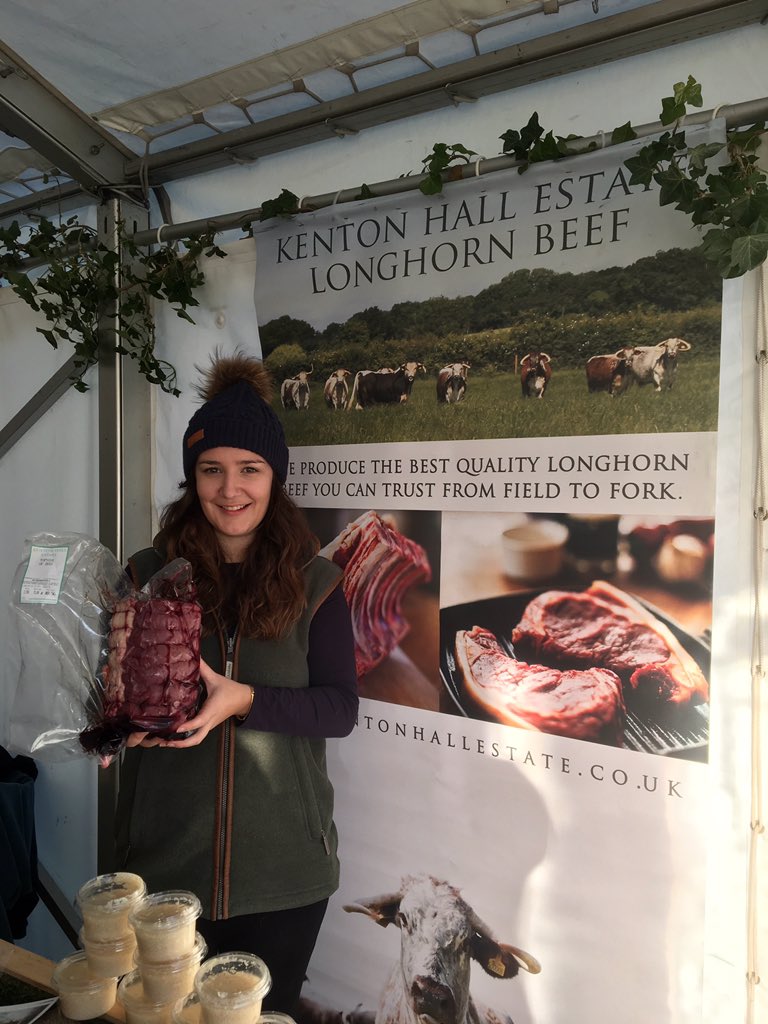 HallKenton's tweet photo. Lucy selling her #Longhorn beef at @shop_snape #christmas farmers market today until 1.30pm! #farm #beeffarmer #suffolk #farming360 https://t.co/YutVe6Vx6D
