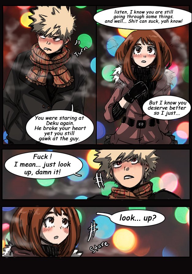 Nishi061's tweet photo. It's dec 23rd so I'm posting this comic now! For my secret santa on camp kacchako discord. Hanini. I don't know if you got a twitter or not, but I'll post this link on the discord as well! Hope you like! #kacchako #bakuraka #Christmas2018  #SecretSanta #campkacchako #mistletoe https://t.co/npMFVHutRE