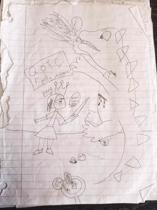 When I was little, my friend Stephanie and I would draw each other comics during Hebrew school about POTC (Princess of the Class, aka me) and QOTC (Queen of the Class, aka her). She found these and sent them to me today and I can't ? 
