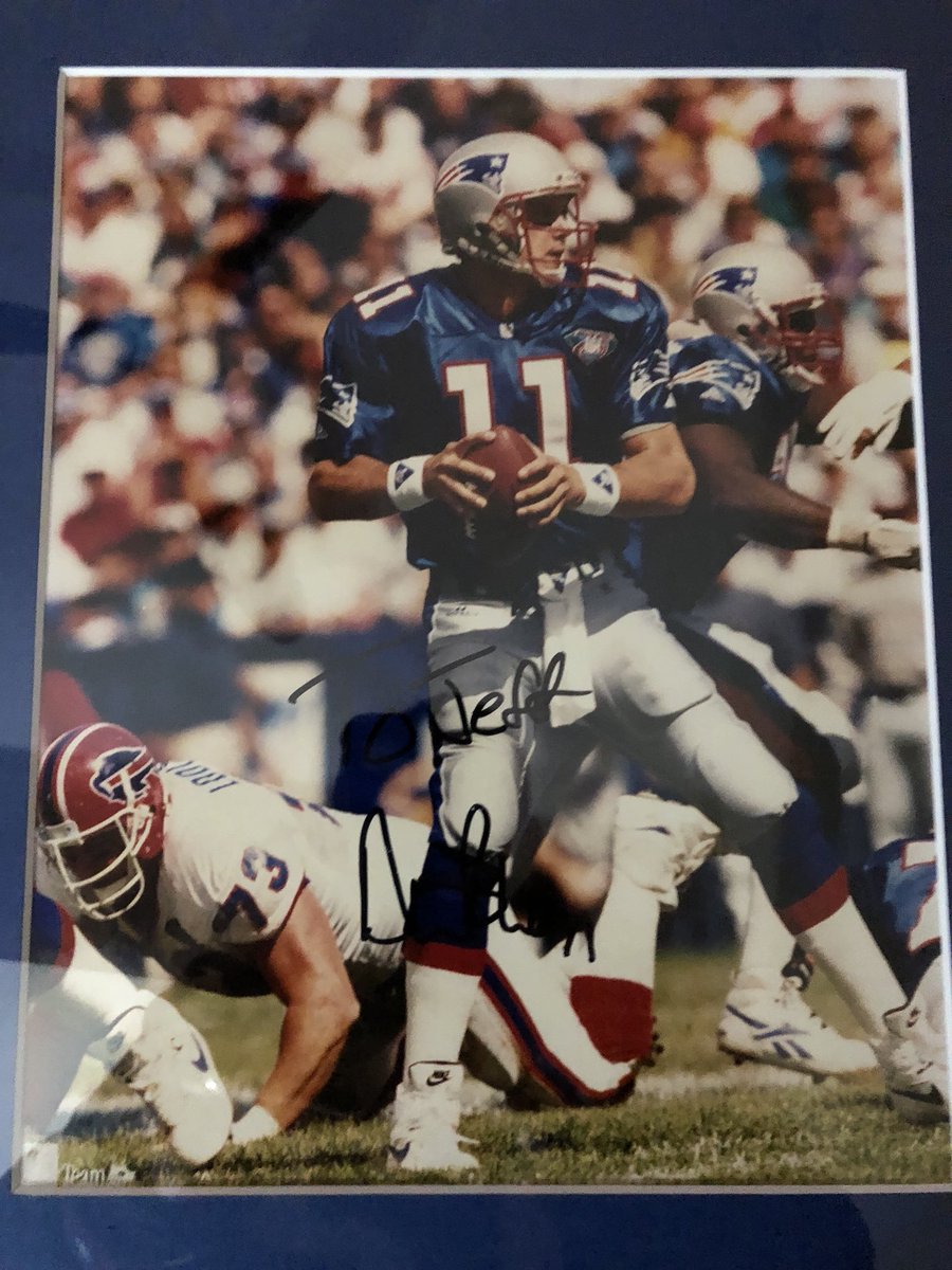 BehrBoston's tweet image. @DrewBledsoe Hey Drew, just opened the BEST Christmas gift. You signed this in the late 90’s at training camp and my wife had it framed for me for christmas. Just wanted to say thanks for the memory, and happy holidays.