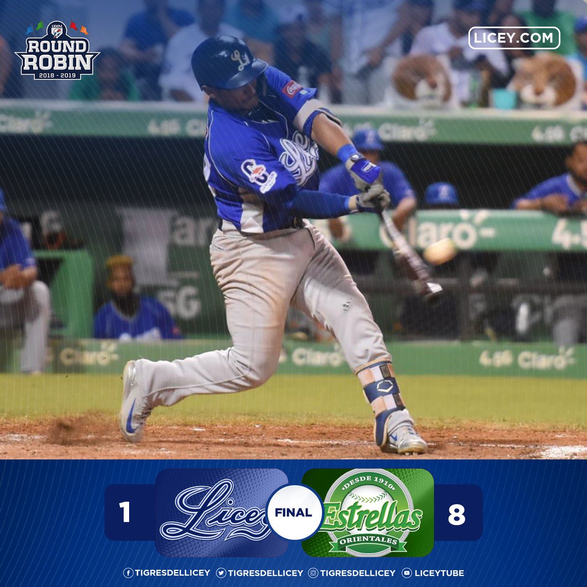 FINAL en el Estadio Tetelo Vargas de San Pedro de Macorís Donovan Solano de  3-2, 1 CE Erick Aybar de 2-1, 1 CA, 1 BB Erick Mejía de 1-1 #RoundRobin