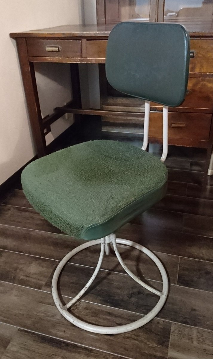 国産ヴィンテージ レトロ チトセ￼デスクチェア 昭和　ビンテージ 椅子 チェック 国産ヴィンテージ レトロ チトセデスクチェア 昭和 ビンテージ 椅子