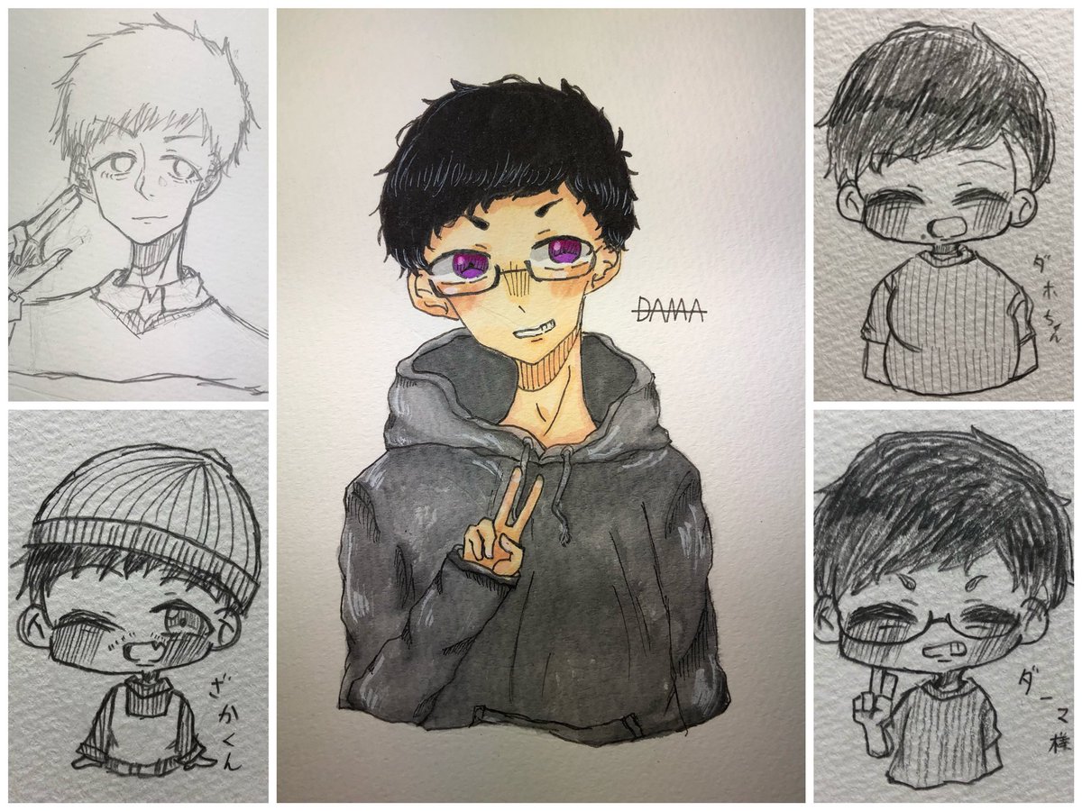 1枚目 絵柄の定まらないことが分かるイラスト集1 2枚目 もっきゅんの