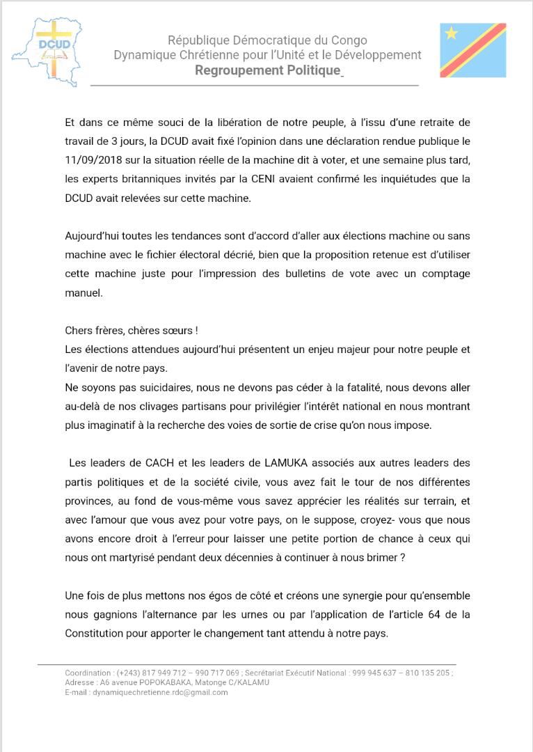 DCUD_RDC's tweet photo. URGENT🔴
DÉCLARATION DE LA DCUD DU 21/12/2018
#RDC #DRC #ELECTIONS2018
1/2 https://t.co/LXAS7d3E6k