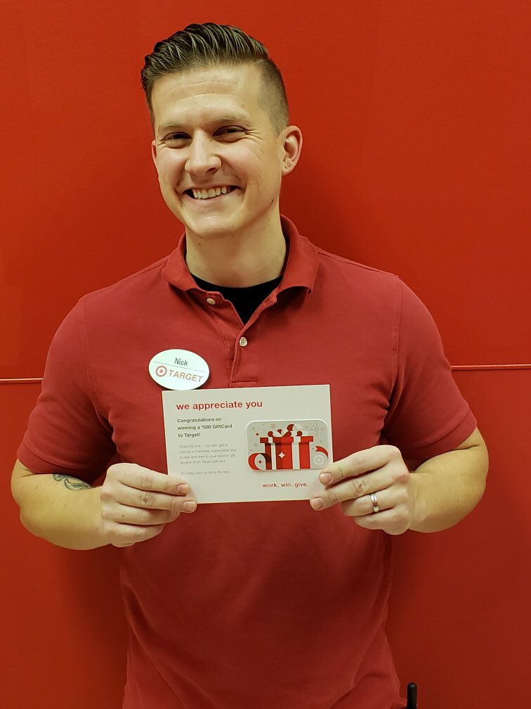 #WorkWinGive#T1144 GSTL Nick’s smile says it all! Congratulations Nick and to the Animal Humane Society for being selected as Nick’s  charitable organization #TargetGivingBackTo OurCommunity🤗🐶😺