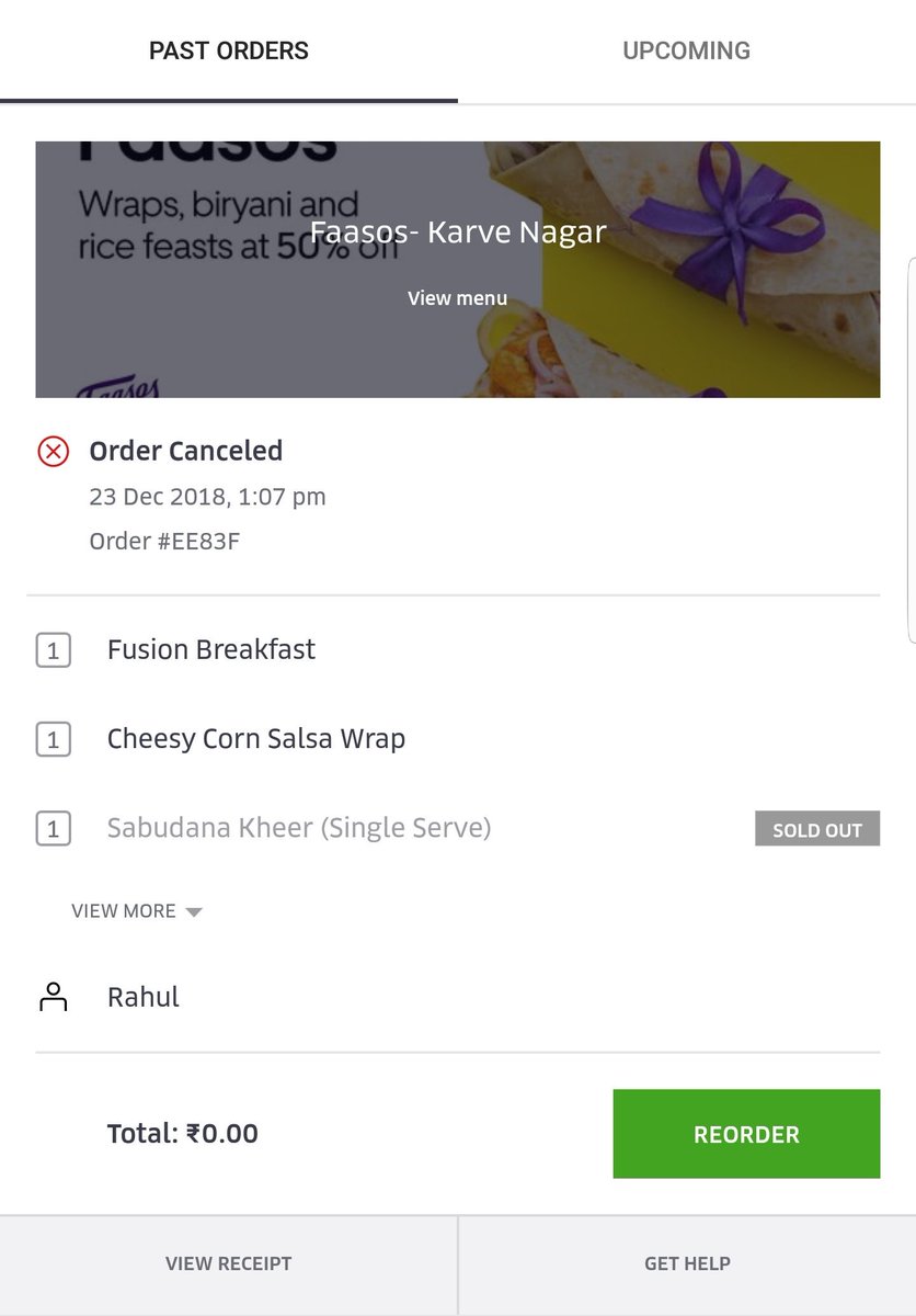 Piyush_Rane's tweet photo. I had ordered food on @UberEats_IND @UberEats from @faasos karve Nagar didn't had an item so they have cancelled my whole order and have kept my amt on hold with @Paytm
@Zomato & @swiggy_in are way better in providing the service
#shitservices by @UberEats_IND https://t.co/J2sgzZuAPS