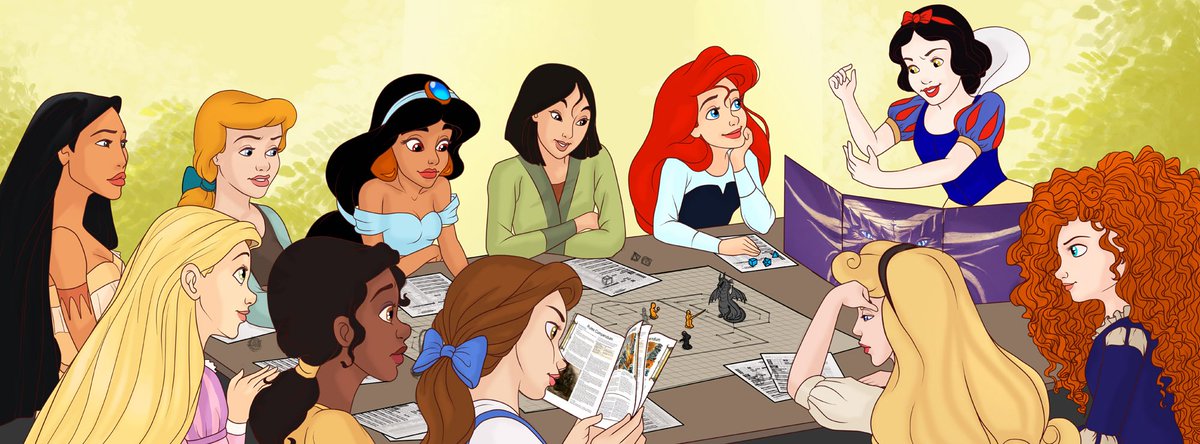 madam_marla's tweet photo. This is an older crossover fanart of mine, linking two of my favorite things, Disney and DnD! :D It's also one of my most well-known pieces, so I thought it'd be cool if it were here too!
#disney #disneyprincess #dnd #dungeonsanddragons #princessplayingdnd #allgirlparty #girlsdnd https://t.co/V9ulBGtbeu