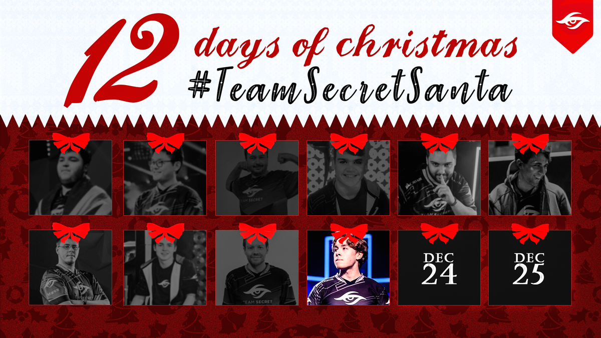 teamsecret's tweet photo. #TeamSecretSanta π
| Day π| @zai_2002 wants to know: if you have a time machine, who would you want to know before he started his professional career?
β
π Follow, RT, and give us your answer below! https://t.co/E3gKpbJ6lU