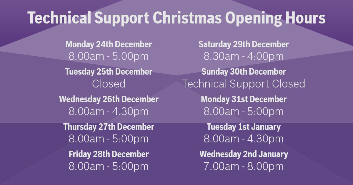 WorcesterBosch's tweet photo. Need to get in touch with us over Christmas and New Year? Technical Support will be open on the following dates… https://t.co/2TSO6PiU1N