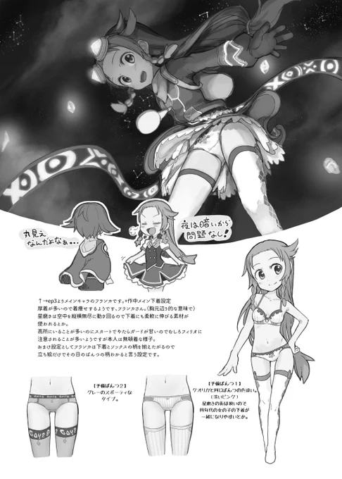本来出す予定だった星霜筆の旅人続編申し訳ないことに間に合わなくなりそうだったのでちょいと前から予定を変更してこんな感じの予告編+下着設定本のようなもの描いております 