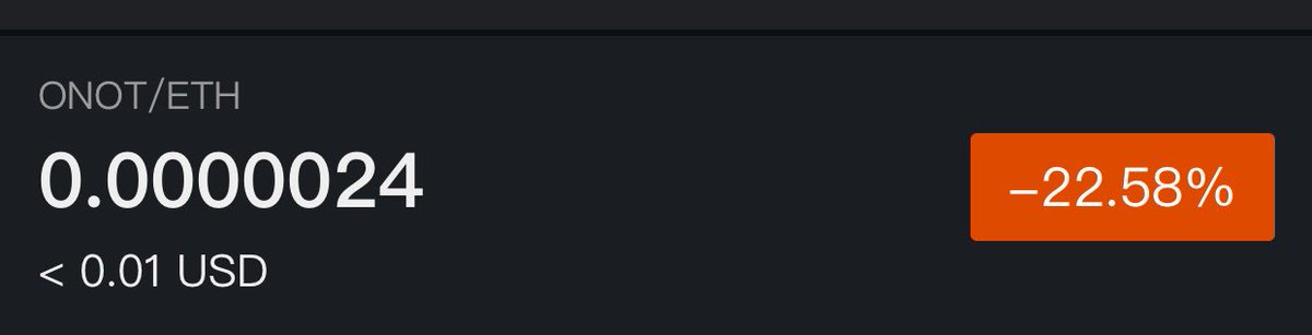 Onot went down -60%, it means minus 2,2X less than a week. Now -22,58% only for a 1 day. Blood
Wow #ONOT, strong support