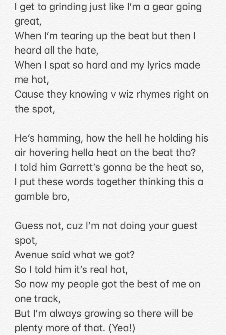 vicious_wizard's tweet photo. Thoughts on these lyrics? π₯ or π©??
#grindneverstops #newmusicalert #viciouswizard #newmusic #newmusicsoon #newmusiccomingsoon #soundcloud #hiphop #hiphoprap #hiphoprapper #hiphoprappers #rap #rapper #rappers #trap #traprap #traprapper #traprappers #itunes #spotify #beats #heat https://t.co/4VwW66TXku