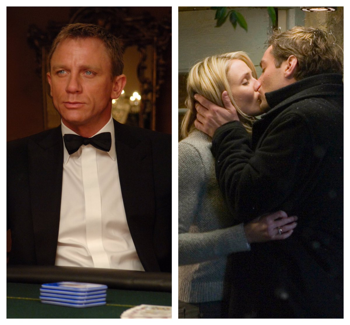 Film decision time 🎬🍿 #CasinoRoyale and #TheHoliday both air at 9pm  tonight! The 007 thriller starring Daniel Craig will be showing on @itv,  whilst the rom-com starring Cameron Diaz, Jude Law, Kate, image size:1200x1113