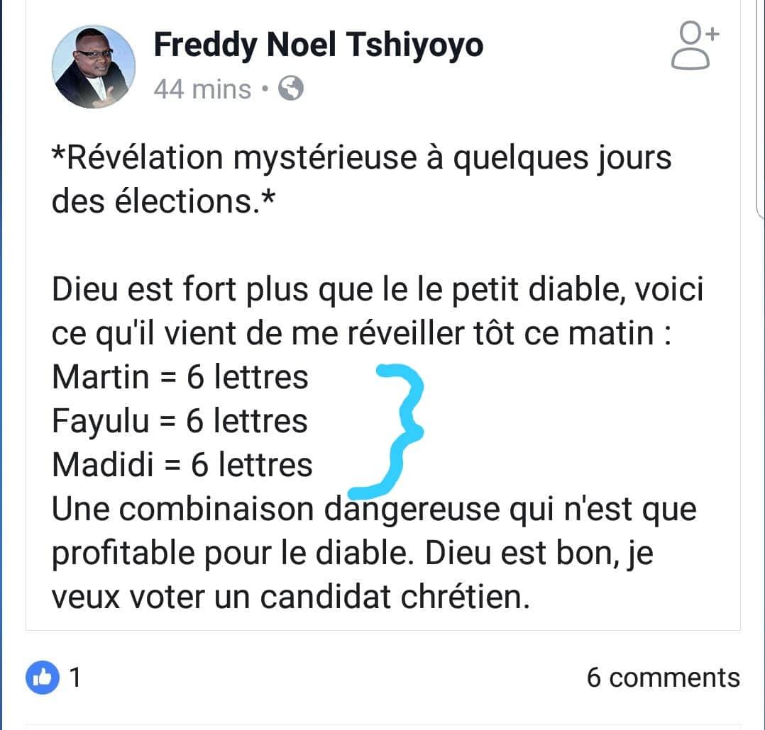 MamyKanku's tweet photo. La bible dit que celui qui est intelligent calcule le chiffre de la bête "666". Voici Martin Fayulu Madidi autrement Mabibi le 666 du Congo. Tous les enfants de Dieu disons NON au fruit de Genève. https://t.co/U2xBOFthGo