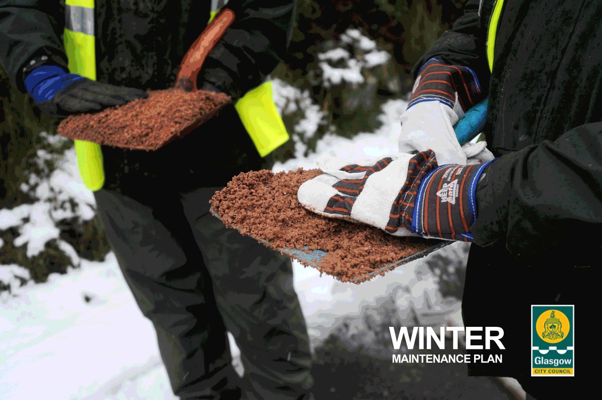 GlasgowCC's tweet photo. It’s to be chilly ❄️ so our gritting crews will be heading out at 1pm to treat priority 1 outer paths, footbridges and segregated cycleways. They’ll be back out at 8pm to treat priority 1 roads.  
Check out our ❄️ winter plan &amp; gritting routes here 👉 https://t.co/th6yRaTagw https://t.co/GDhPiozA5f