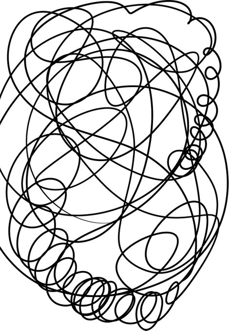 どぅわさんにぐるぐる描いてもらってアタリにして新年絵のラフできた 