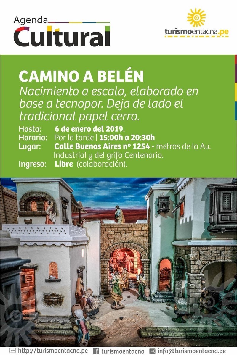 TurismoEnTacna's tweet photo. Si estás en #Tacna visita los nacimientos navideños. 
.
.
#Arica #Iquique #Antofagasta #Santiago #Copiapó #Tarapacá #Chile #Turismo #Navidad #Nacimientos #VisitaTacna #VisitaPerú, #PerúPaísMásRico 

Versión PDF: https://t.co/4vEecWTSUJ https://t.co/q92xOHS591