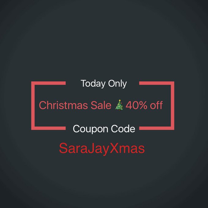 TODAY ONLY❗ Enjoy my #ChristmasSale🤗 and get 40%💸off your purchase 🛍 on my site 👉 https://t.co/ameFIzlOqt<a href="/tag/christmassale"class="tags">#ChristmasSale</a><a href="/tag/sale"class="tags"><span>#sale</span></a><a href="/tag/christmas"class="tags"><span>#christmas</span></a><a href="/tag/wydesydeproductions"class="tags"><span>#wydesydeproductions</span></a><a href="/tag/sarajay"class="tags"><span>#sarajay</span></a>