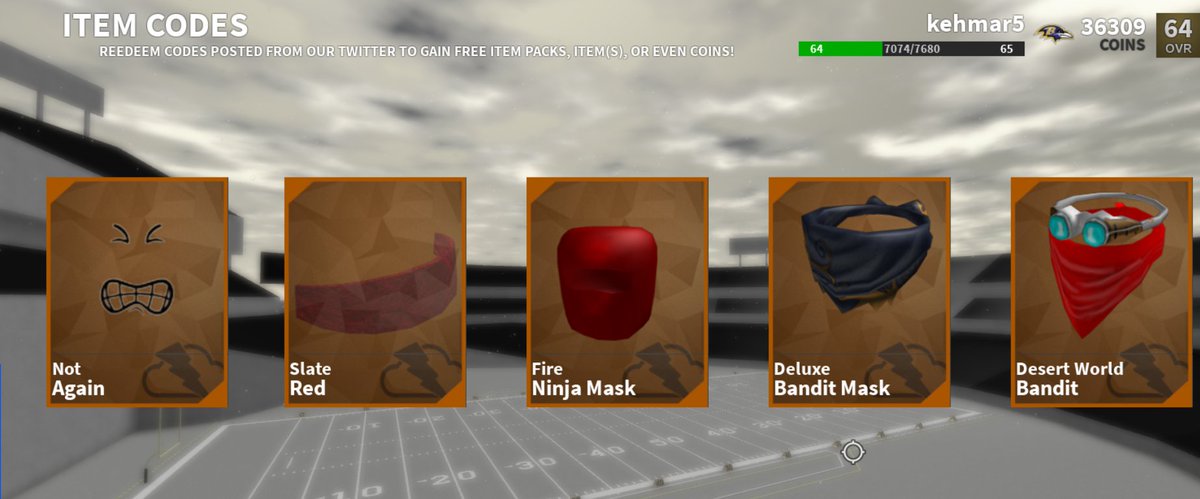 Football Universe On Twitter Use Code Fburelease For A Free All Pro Pack Show Us What You Got - red bandit mask roblox id