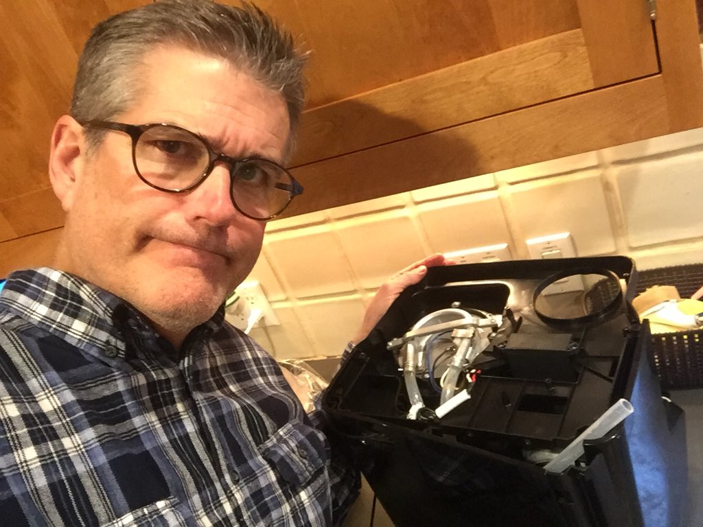 KurtWSYX6's tweet photo. My latest repair project: my @HamiltonBeach #FlexBrew has been leaking water. Apparently common problem with water hose coming off. Putting on a new hose clamp from hardware store. https://t.co/xYsLMW0i86