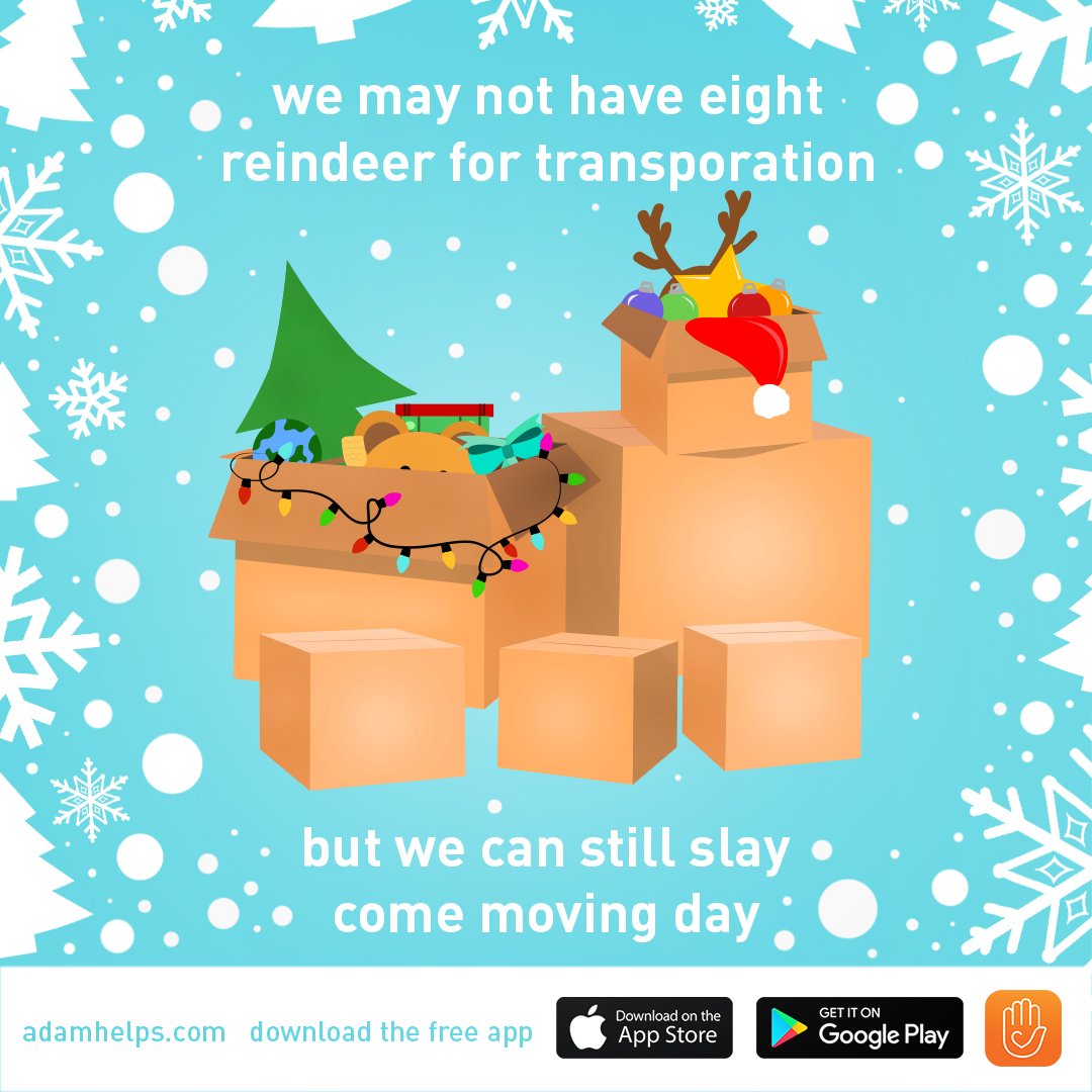 AdamHelpsCanada's tweet photo. #12DaysofAdam - You don’t need Rudolph to guide you with your packing and moving, you need #AdamHelps to help rein it in. 🦌🎁🎄 https://t.co/QD0izTFyJn